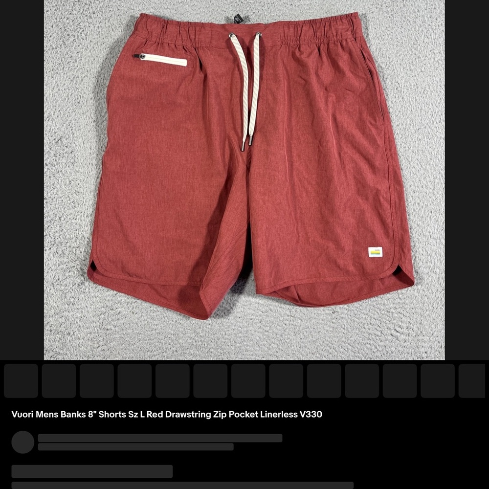 Vuori Men's Athletic Red Shorts with Drawstring